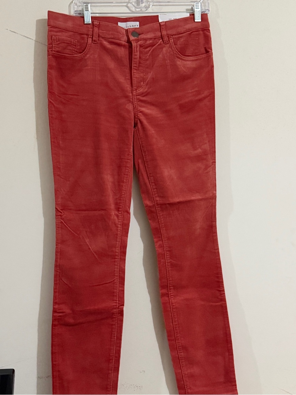 LOFT Brick Red Corduroy Skinny Jeans